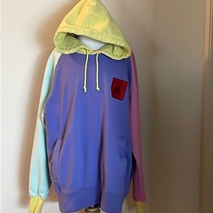 EUC~Woman’s Large Teddy Fresh Multi Colored Pocket Heavy Hoodie Sweatshirt